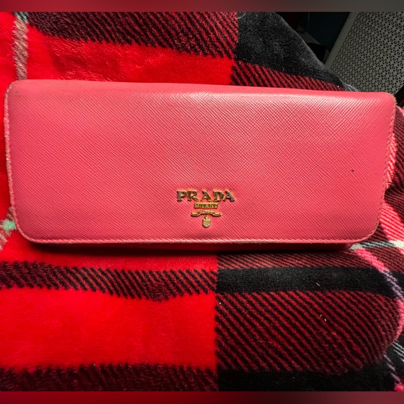 Pre-owned Prada Pink Saffiano Leather Continental Flap Wallet - Picture 14 of 14